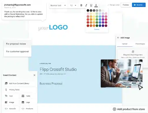 Proposal Builder dashboard