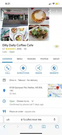 business in the Google search