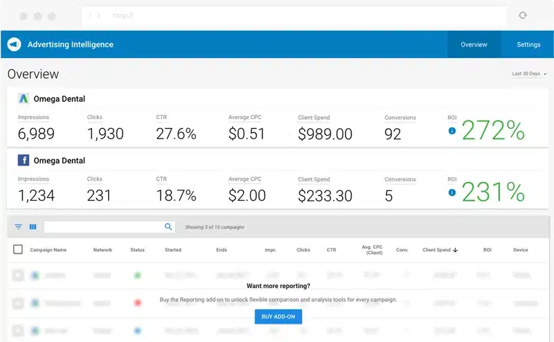 client reporting: Ad Intel Vendasta