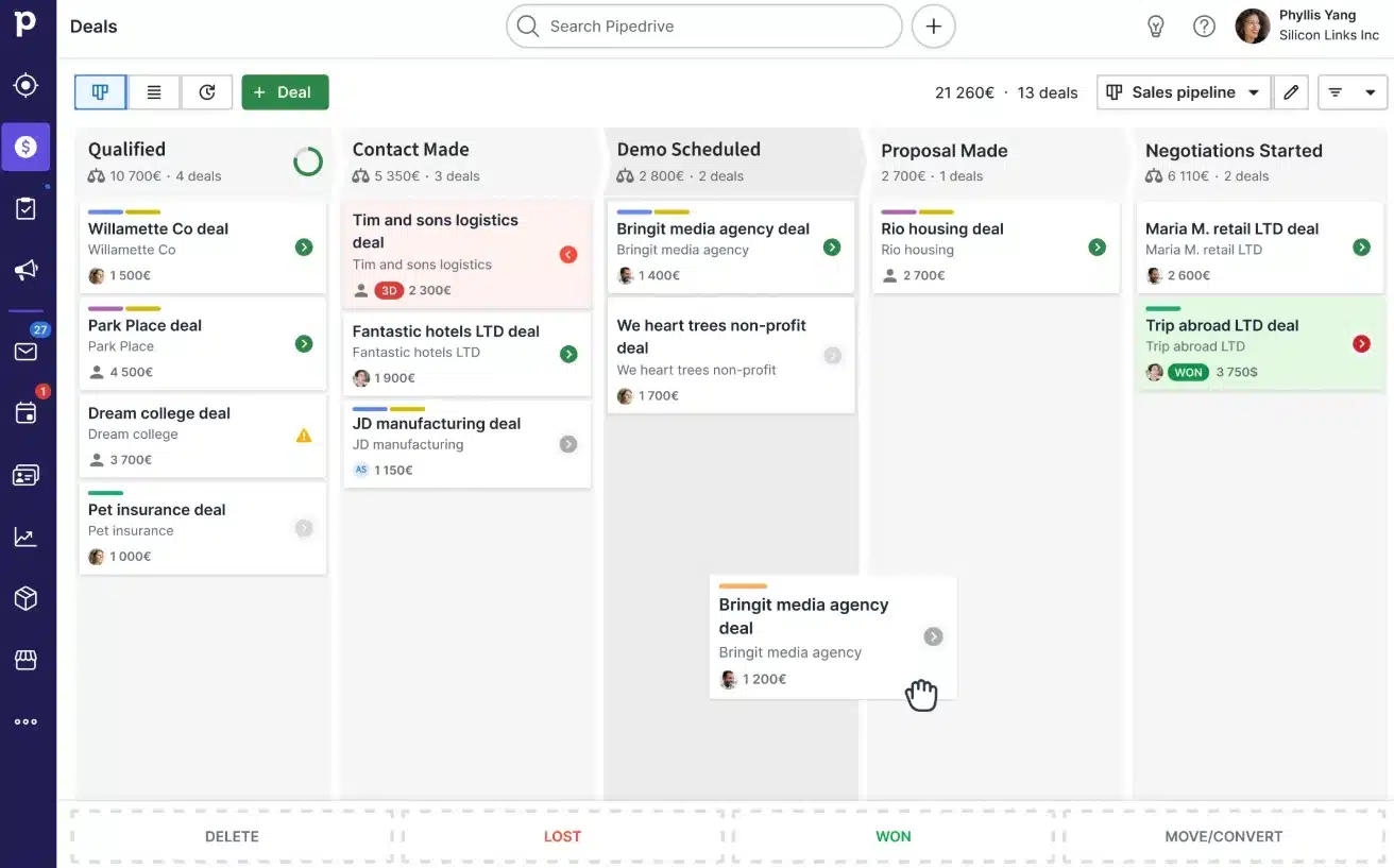 franchise-management-software: pipedrive, tool, vendasta