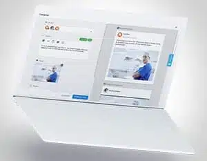 Image of a laptop with white-label social media management software on the screen.