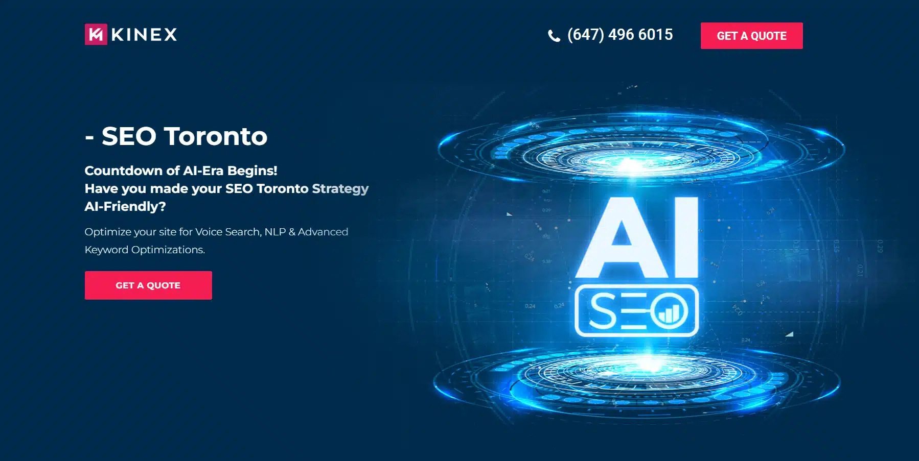 lead generation in digital marketing: kinex landing page 