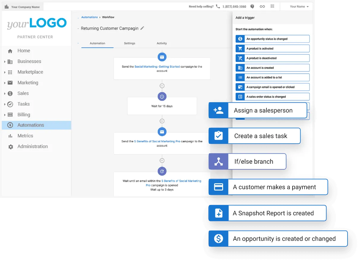 client-management-software: automated follow ups, vendasta
